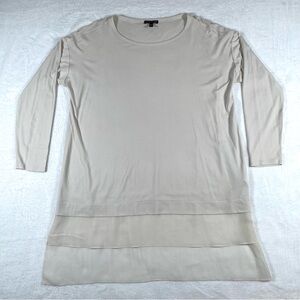 Eileen Fisher Womens M Stretch Jersey 100% SILK Tunic Ivory Cream Quiet Luxury